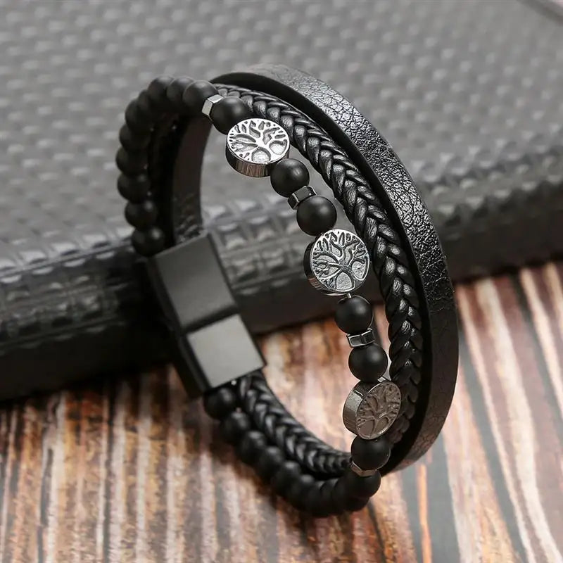 Classic Men's Leather Bracelet New Style Hand-woven Multi-layer Combination Accessory Fashion Man Jewelry Wholesale