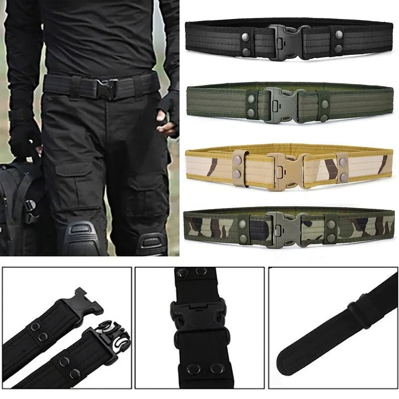 Men'S Belt Outdoor Camouflage Tactical Belt Oxford Cloth Belt Mountaineering Belt Nylon Wide Waist Belt Work Belt Neutral Belts