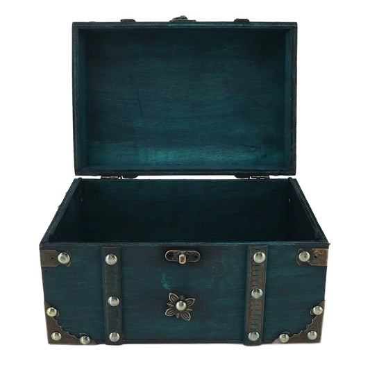 Treasure Chest Box Vintage Treasure Chest Box Wooden Retro Jewelry Storage Box Decorative Treasure Chest for Home Bedroom Decor
