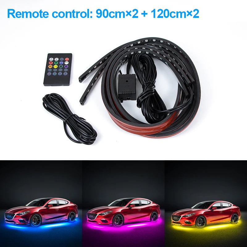 BLALION Flexible Car Underglow Light Strip 12V LED Underbody Ambient Light with App Control Neon Auto Decorative Atmosphere Lamp
