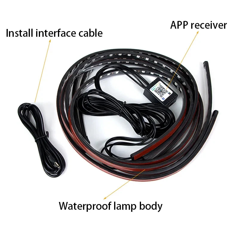 BLALION Flexible Car Underglow Light Strip 12V LED Underbody Ambient Light with App Control Neon Auto Decorative Atmosphere Lamp