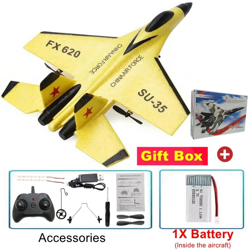 Remote Control Airplane SU35 RC Plane Foam Aircraft with LED 2.4G Radio Fighter Glider Outdoor Flying Toy Gift for Adult Kid