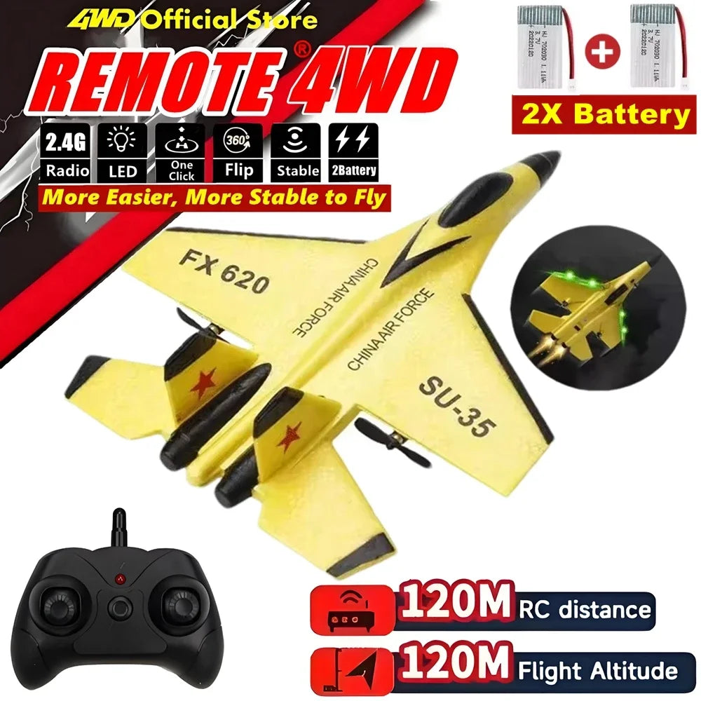 Remote Control Airplane SU35 RC Plane Foam Aircraft with LED 2.4G Radio Fighter Glider Outdoor Flying Toy Gift for Adult Kid