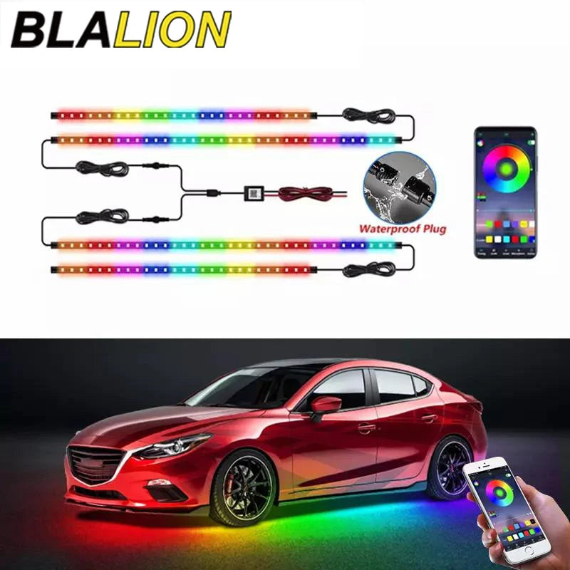 BLALION Flexible Car Underglow Light Strip 12V LED Underbody Ambient Light with App Control Neon Auto Decorative Atmosphere Lamp