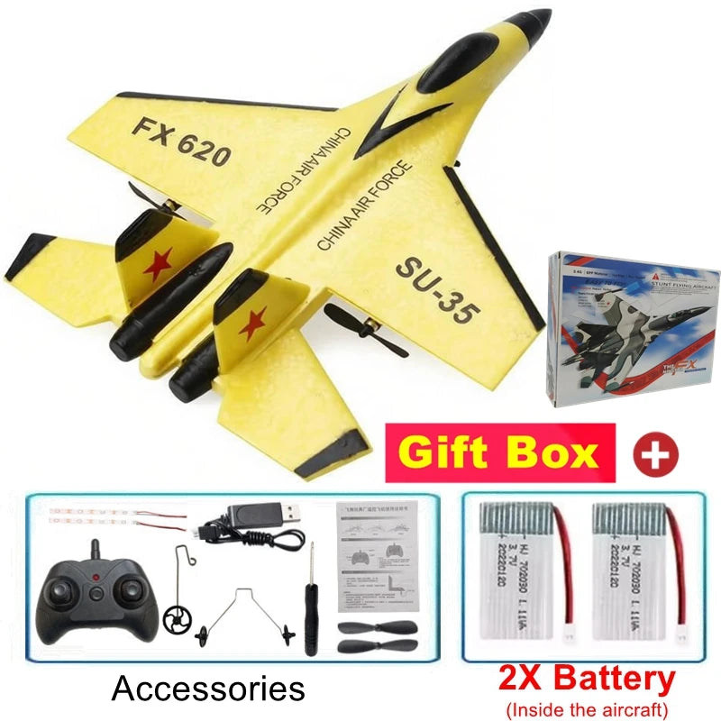 Remote Control Airplane SU35 RC Plane Foam Aircraft with LED 2.4G Radio Fighter Glider Outdoor Flying Toy Gift for Adult Kid