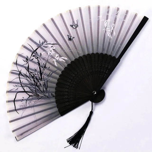 Bamboo Folding Fan silk Chinese Stylefan Hand Held Anitque Art Craft  Japnese Summer Female Dance Home decoration Party ventila