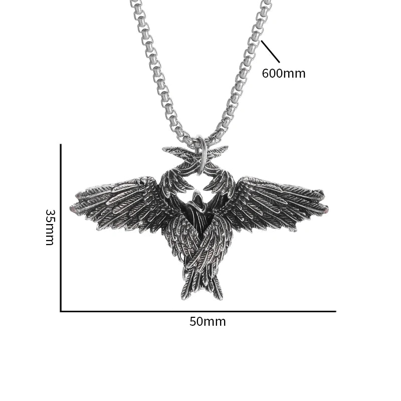 Retro Gothic Mystical Angel Wings Pendant Necklace for Men Women Punk Hip Hop Fashion Jewelry Gift