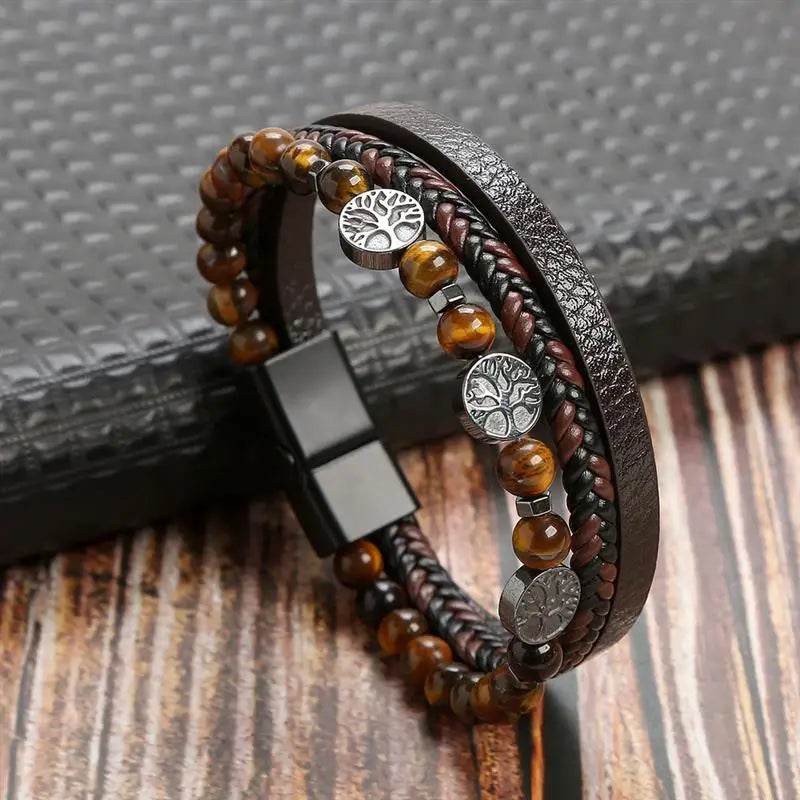 Classic Men's Leather Bracelet New Style Hand-woven Multi-layer Combination Accessory Fashion Man Jewelry Wholesale