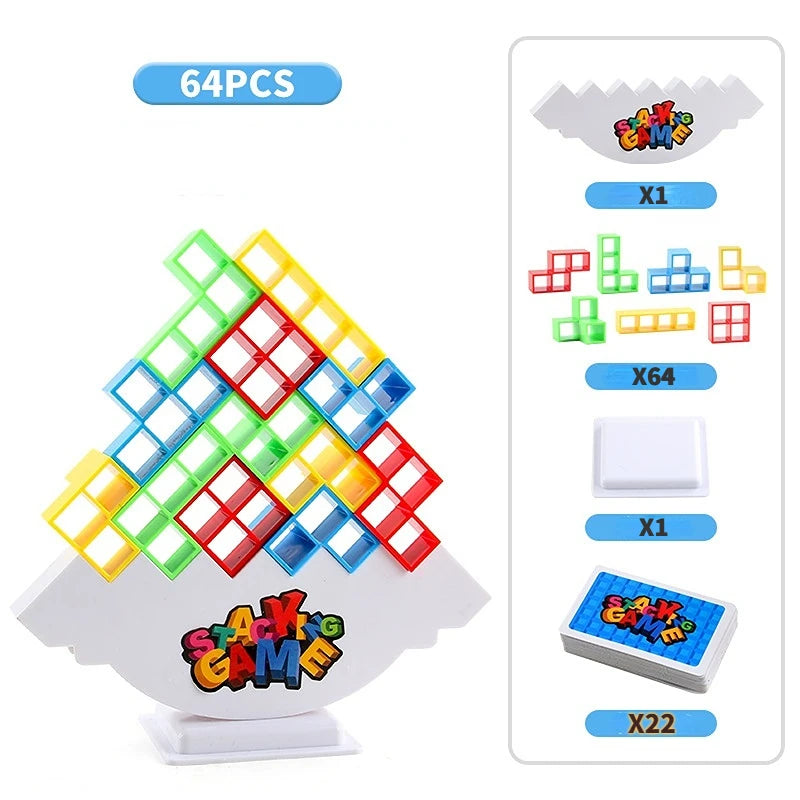 16-64PCS Building Block Brick Toy Balance Stacked Tetra Tower Game Swing High Russian Building Blocks Kid Desktop Party Toys