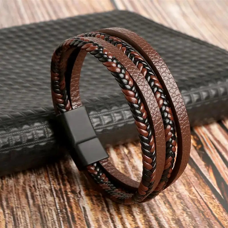 Classic Men's Leather Bracelet New Style Hand-woven Multi-layer Combination Accessory Fashion Man Jewelry Wholesale