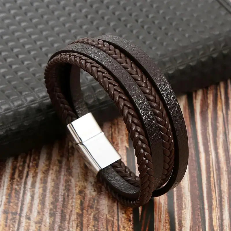 Classic Men's Leather Bracelet New Style Hand-woven Multi-layer Combination Accessory Fashion Man Jewelry Wholesale