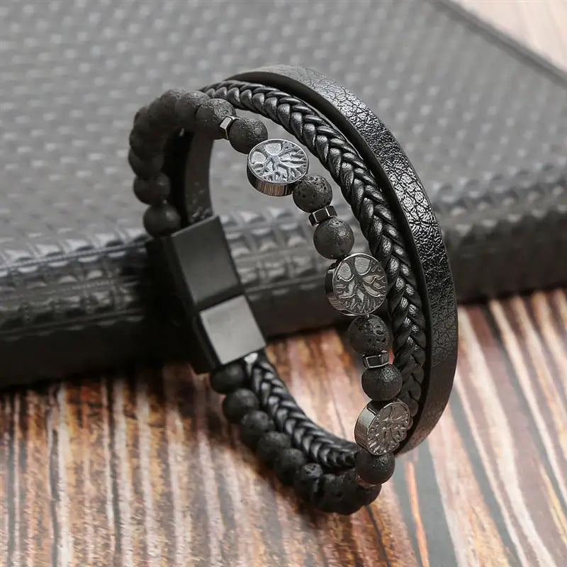 Classic Men's Leather Bracelet New Style Hand-woven Multi-layer Combination Accessory Fashion Man Jewelry Wholesale