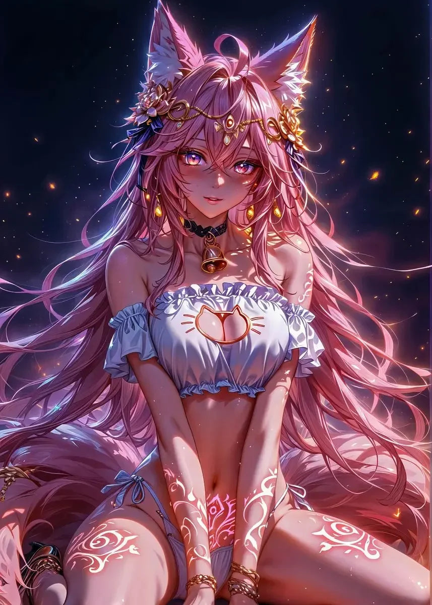 Fantasy Art Sexy Cartoon Animal Roleplay Anime Girl Dark Demon Witch Abstract Poster Canvas Painting Wall Art Picture Home De