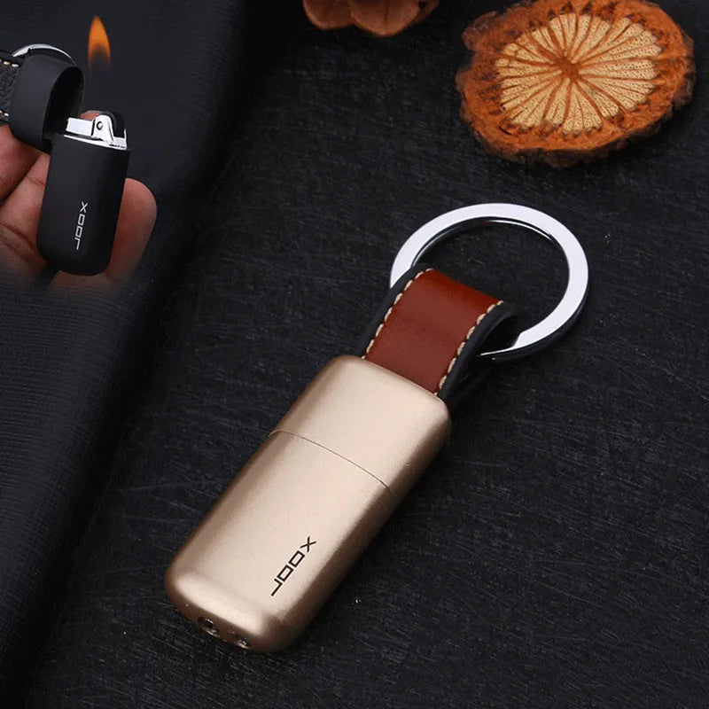 Brand New Mini Keychain Lighter Grinding Wheel Flint Butane Gas Cigarette Lighter Leather Pendant Cigarette Lighter Men Gadgets