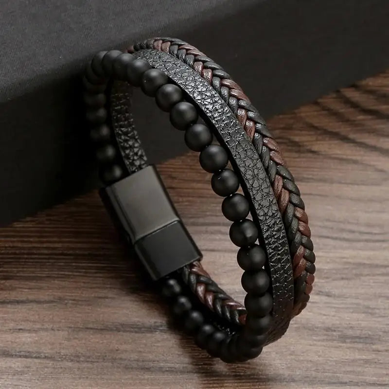Classic Men's Leather Bracelet New Style Hand-woven Multi-layer Combination Accessory Fashion Man Jewelry Wholesale
