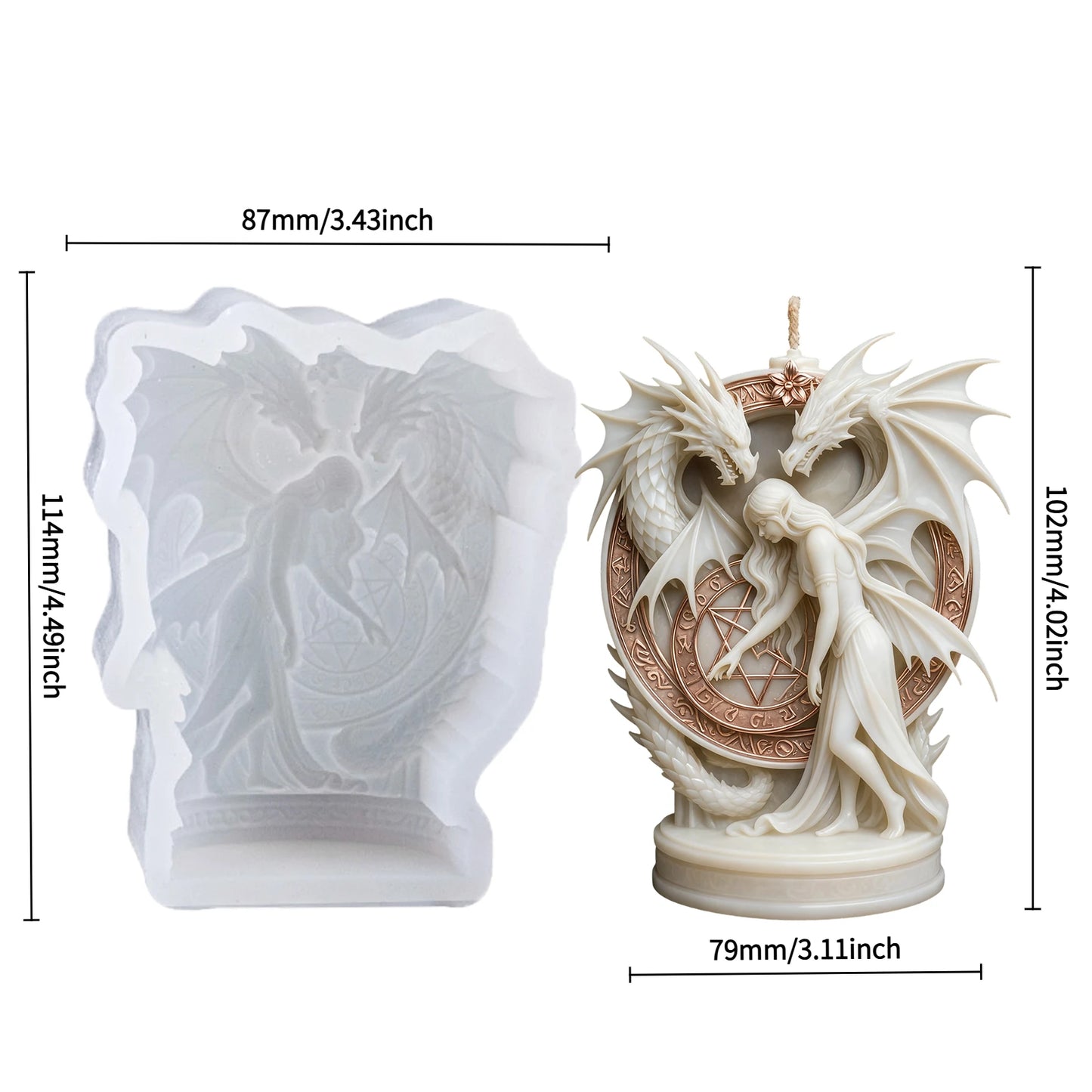 Fantasy Dragon and Elf Girl Candle Mold, DIY Scented Candle Mold, High Temperature Resistant, Soft and Easy-to-Demold Resin Plas