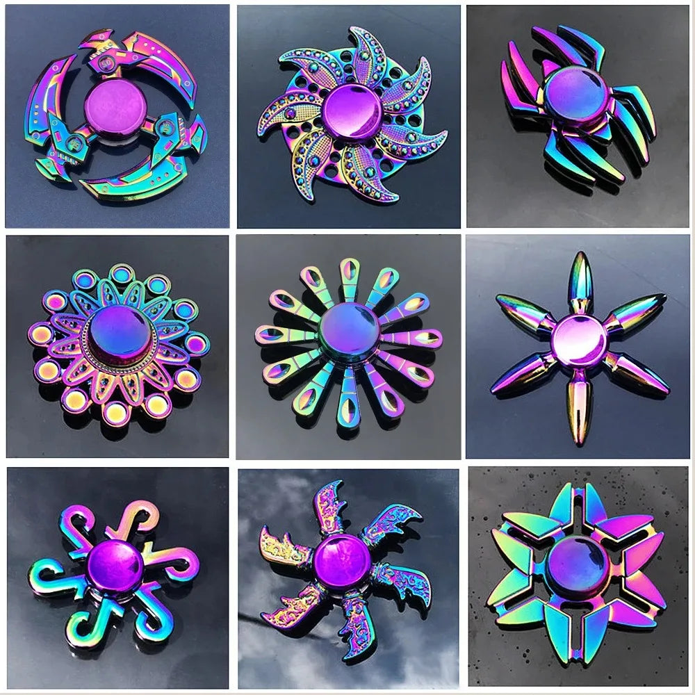 New Metal Rainbow Fidget Spinner Gradient Color R188 Mute Bearing EDC Hand Spinner Fingertip Gyro Anti-Anxiety Kids Adult Toys