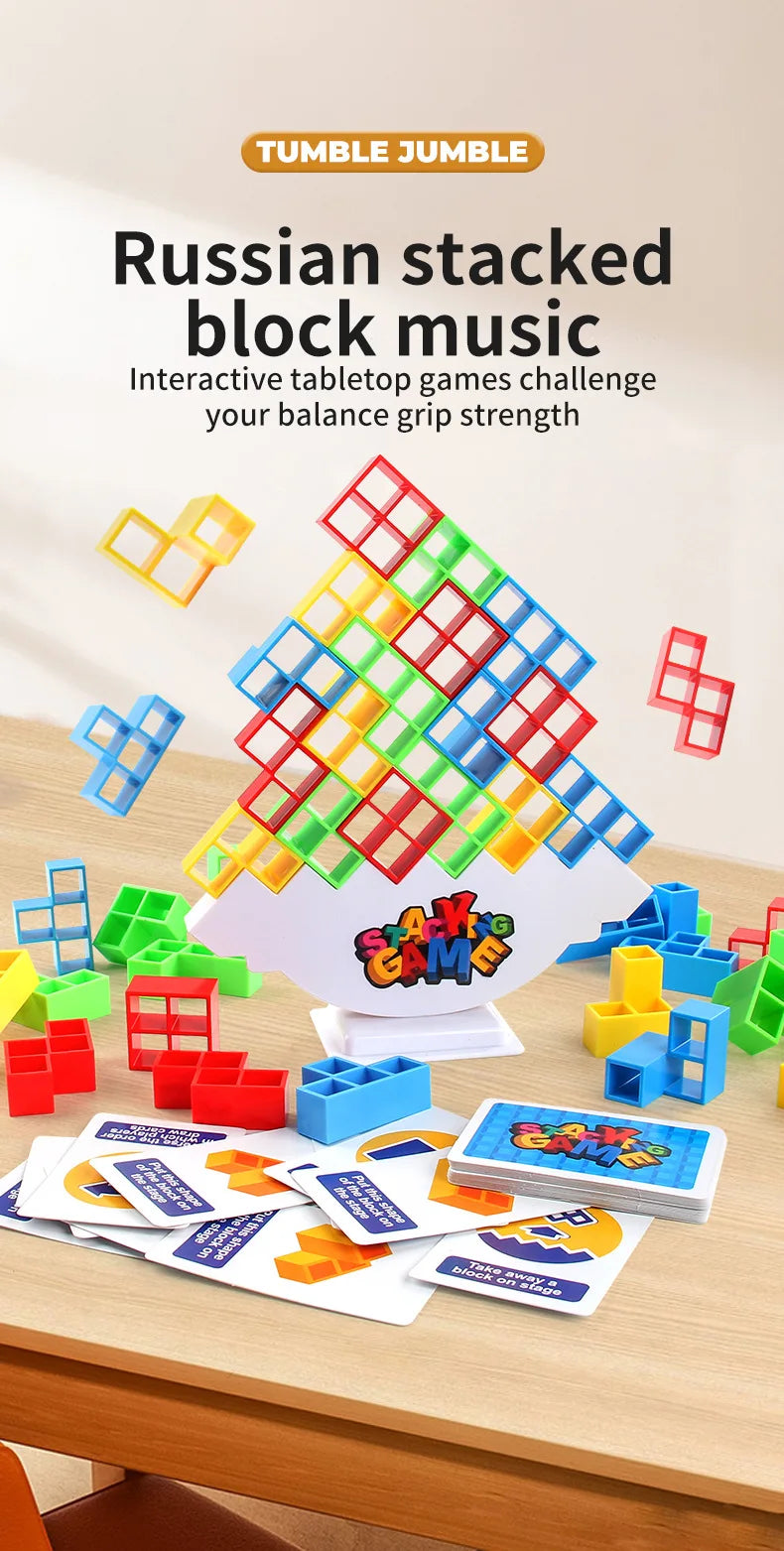 16-64PCS Building Block Brick Toy Balance Stacked Tetra Tower Game Swing High Russian Building Blocks Kid Desktop Party Toys