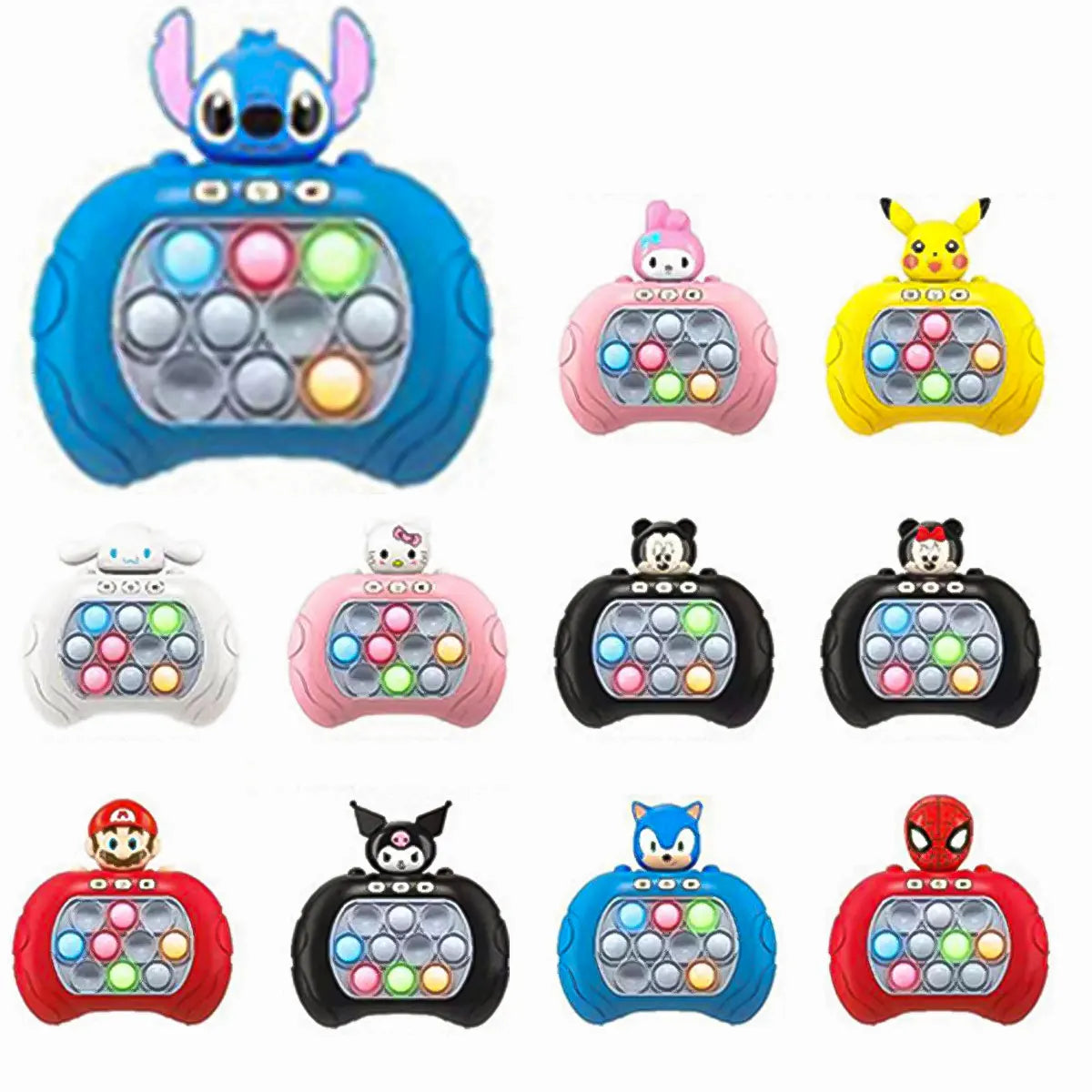 Sanrio Stitch Quick Push Bubbles Game Machine Kids Fun Whac-A-Mole Squeezing Anti Stress Sensory Bubble Fidget Toy Gifts