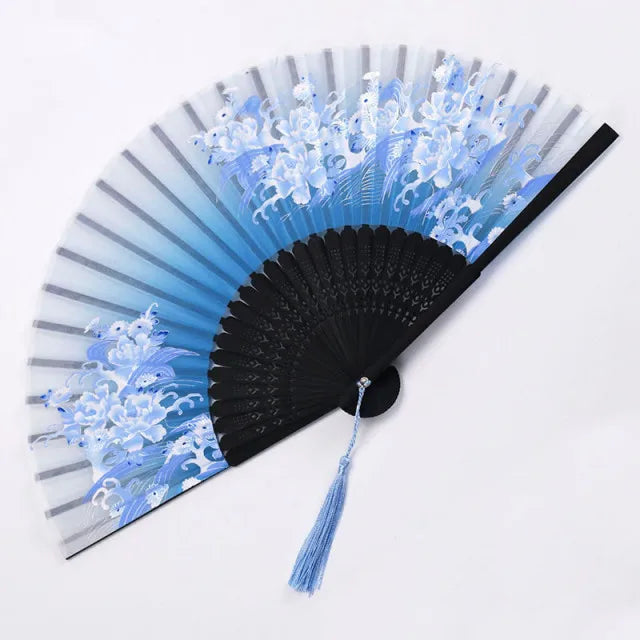 Bamboo Folding Fan silk Chinese Stylefan Hand Held Anitque Art Craft  Japnese Summer Female Dance Home decoration Party ventila