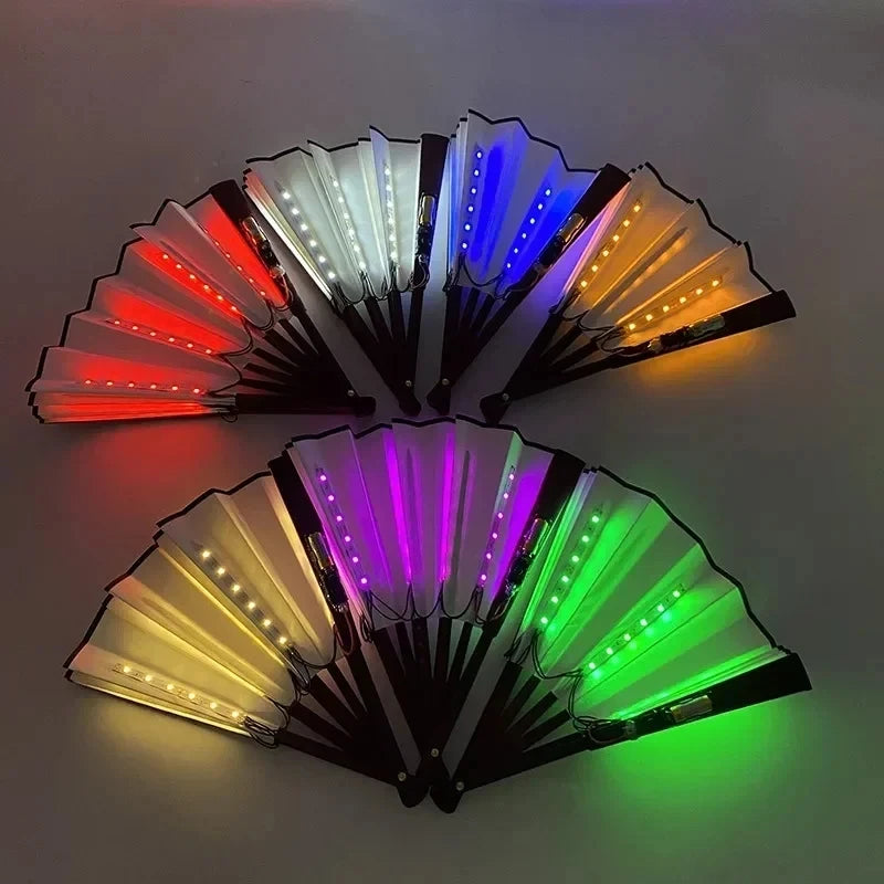 Glow Folding Led Fan Dancing Light Fan Night Show Halloween Christmas Rave Festival Accessories Glow In The Dark Party Supplies