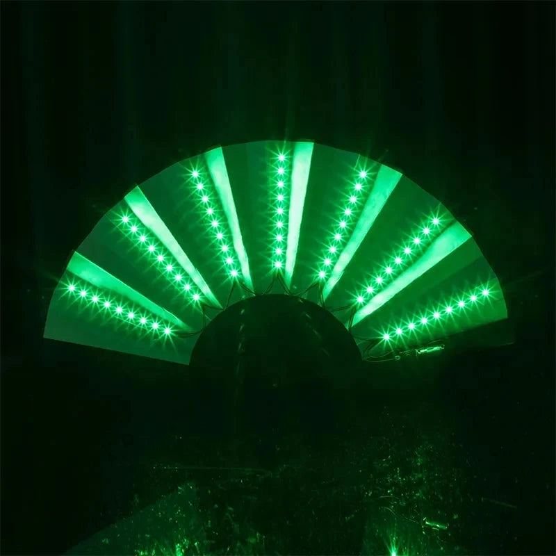 Glow Folding Led Fan Dancing Light Fan Night Show Halloween Christmas Rave Festival Accessories Glow In The Dark Party Supplies