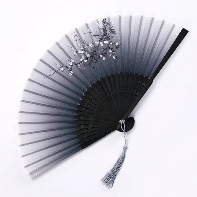 Bamboo Folding Fan silk Chinese Stylefan Hand Held Anitque Art Craft  Japnese Summer Female Dance Home decoration Party ventila