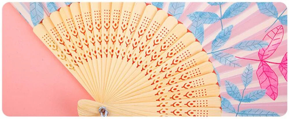 Bamboo Folding Fan silk Chinese Stylefan Hand Held Anitque Art Craft  Japnese Summer Female Dance Home decoration Party ventila