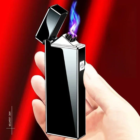 New Electronic Windproof Double Arc Pulse Flameless Lighter USB Charging Cigar Outdoor Lighter Cigarette Accessories Men's Gift