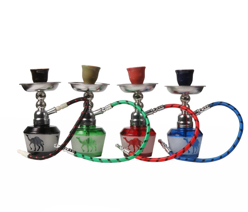 New Mini Glass Shisha Set With 1 Hose Ceramics Bowl Portable Narguile Sheesha Chicha Hookah Set Small Single Hose Shisha Set