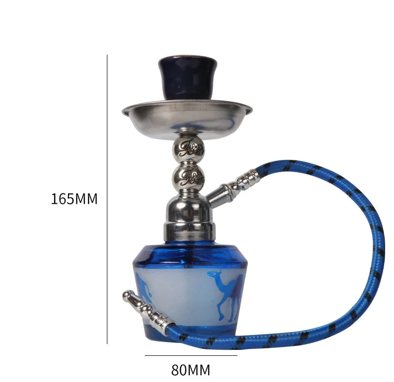 New Mini Glass Shisha Set With 1 Hose Ceramics Bowl Portable Narguile Sheesha Chicha Hookah Set Small Single Hose Shisha Set