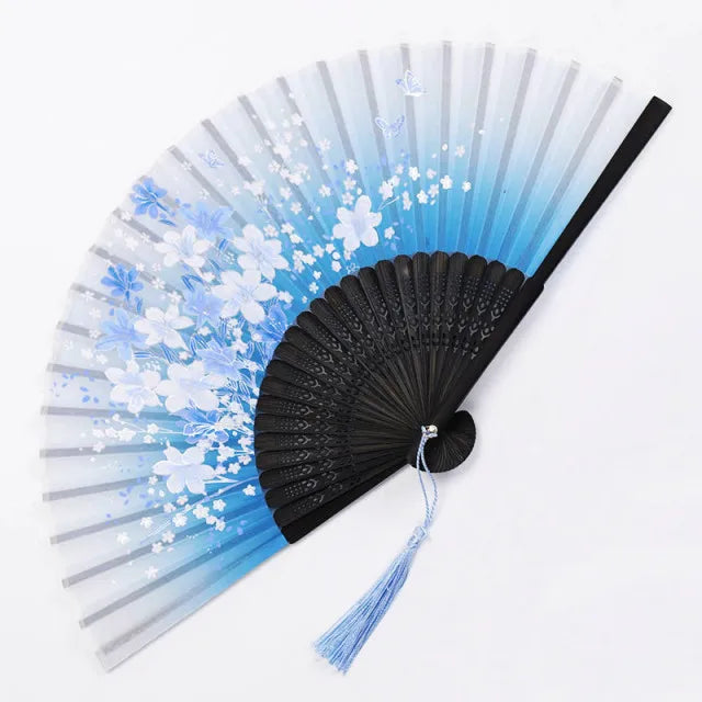 Bamboo Folding Fan silk Chinese Stylefan Hand Held Anitque Art Craft  Japnese Summer Female Dance Home decoration Party ventila