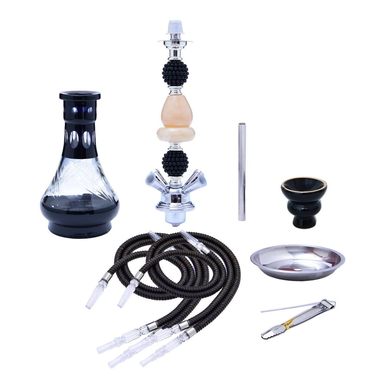 DEJAYA Shisha Pipe Set with 4 Hoses Glass Hookah Pipe Narguile Completo Chicha Cachimba Hooka Smoking Accessories Club Party New