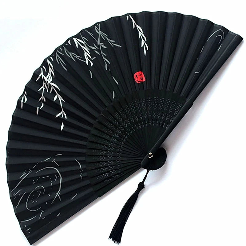 Bamboo Folding Fan silk Chinese Stylefan Hand Held Anitque Art Craft  Japnese Summer Female Dance Home decoration Party ventila