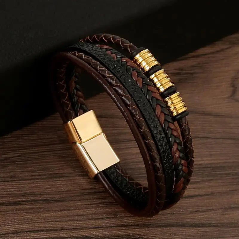 Classic Men's Leather Bracelet New Style Hand-woven Multi-layer Combination Accessory Fashion Man Jewelry Wholesale