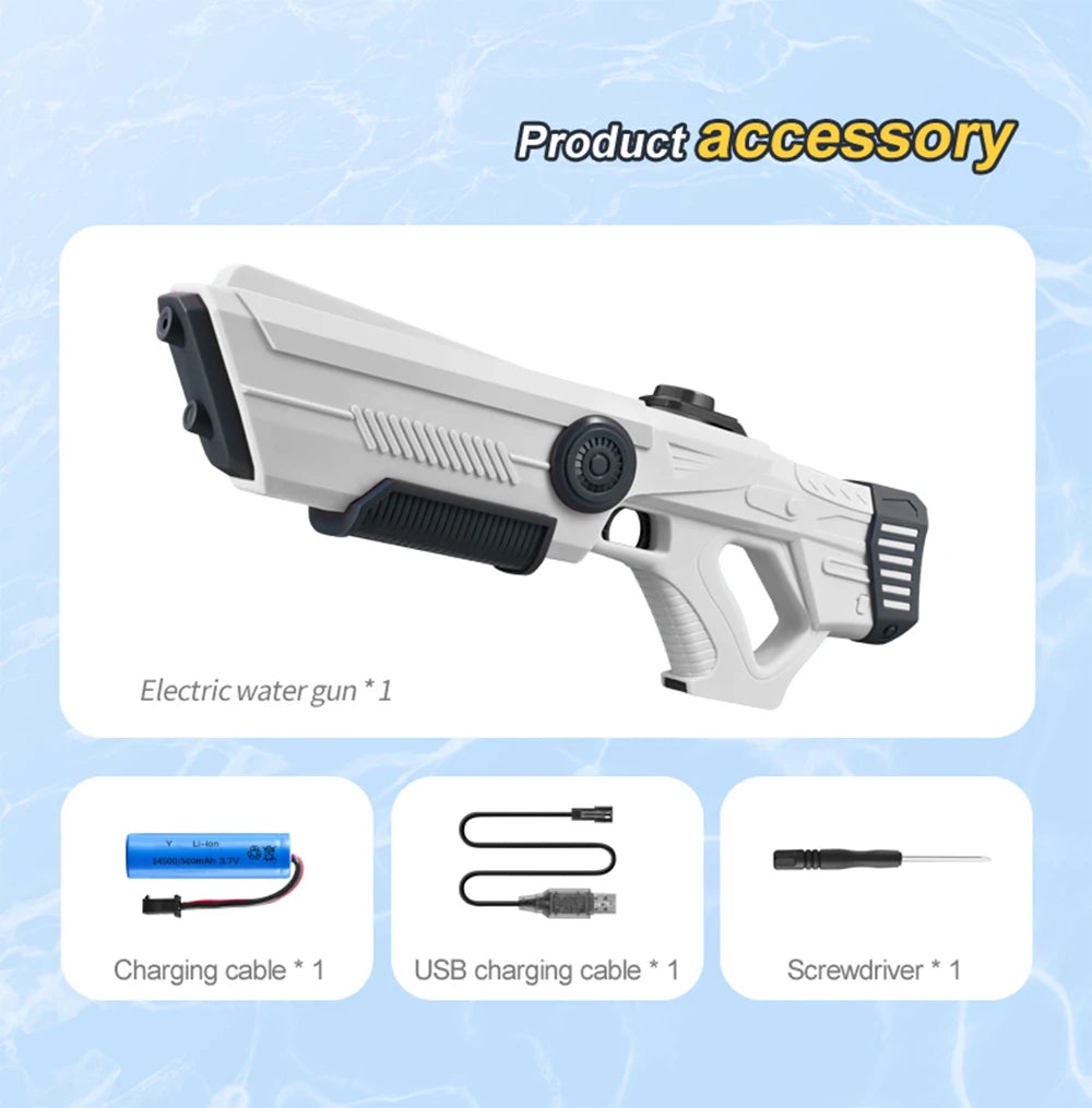 Y1 10m Range Electric Water Gun for Children and Adults Supports Automatic Water Absorption and External Water Bottle Summer Toy