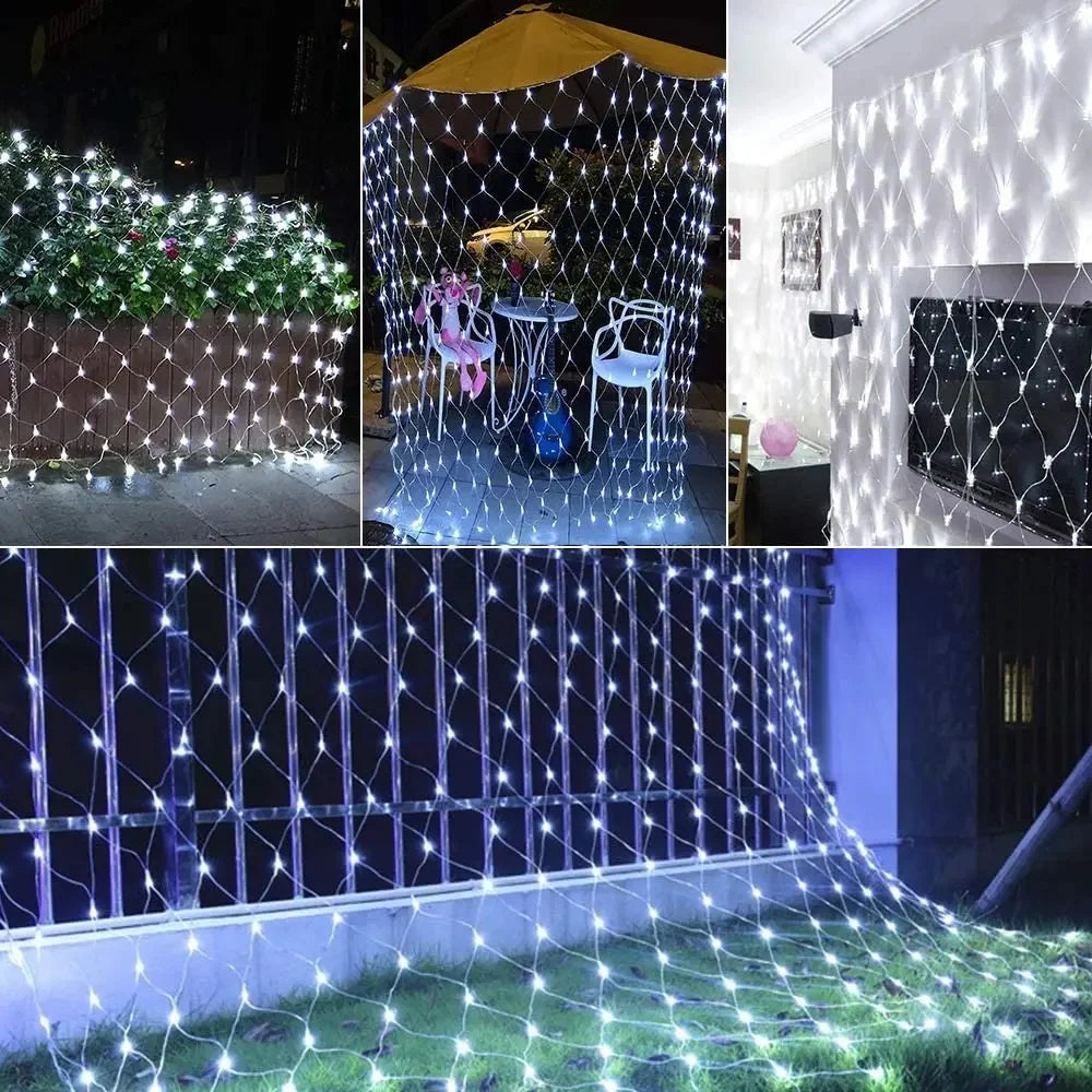 1PC Net Lights Bush Net Lights Outdoor Mesh Lights 8 Modes  Outside Garden Twinkle Lights For Patio Wall Roof Balcony Christmas