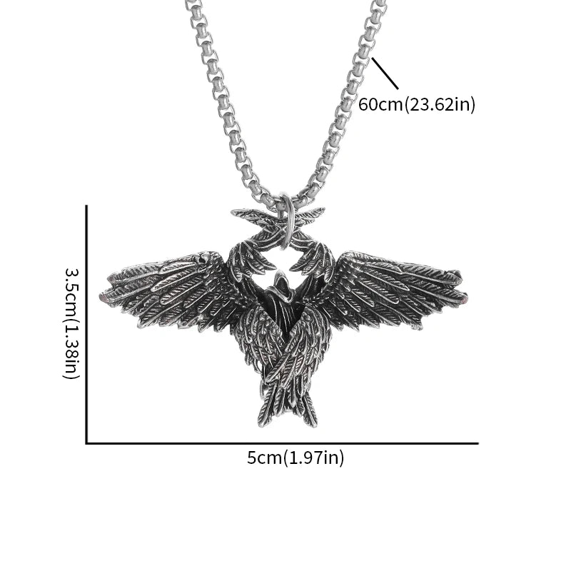 Retro Gothic Mystical Angel Wings Pendant Necklace for Men Women Punk Hip Hop Fashion Jewelry Gift