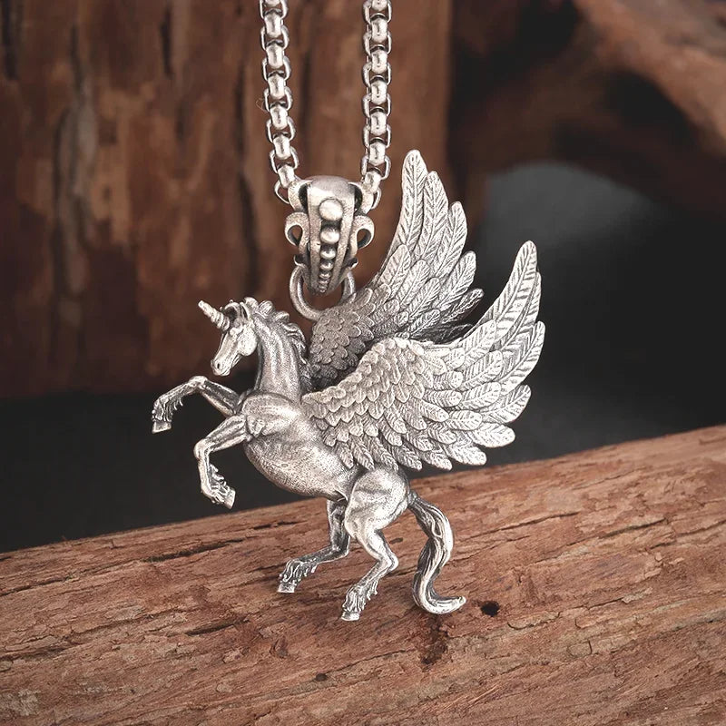 Retro Gothic Mystical Angel Wings Pendant Necklace for Men Women Punk Hip Hop Fashion Jewelry Gift