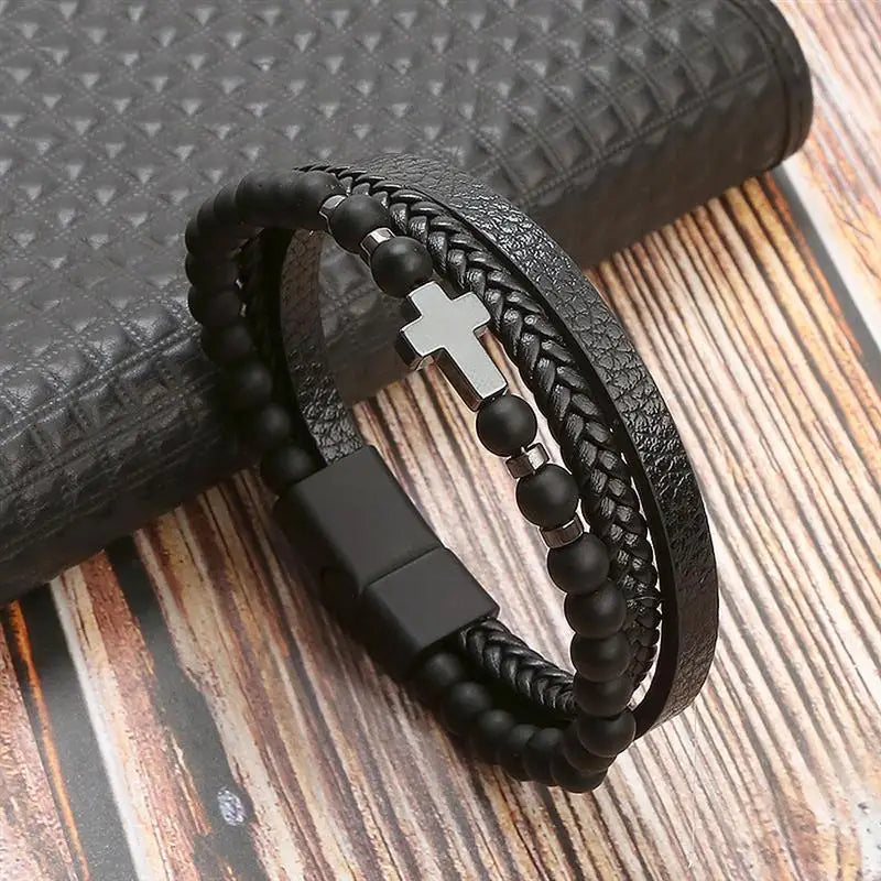 Classic Men's Leather Bracelet New Style Hand-woven Multi-layer Combination Accessory Fashion Man Jewelry Wholesale