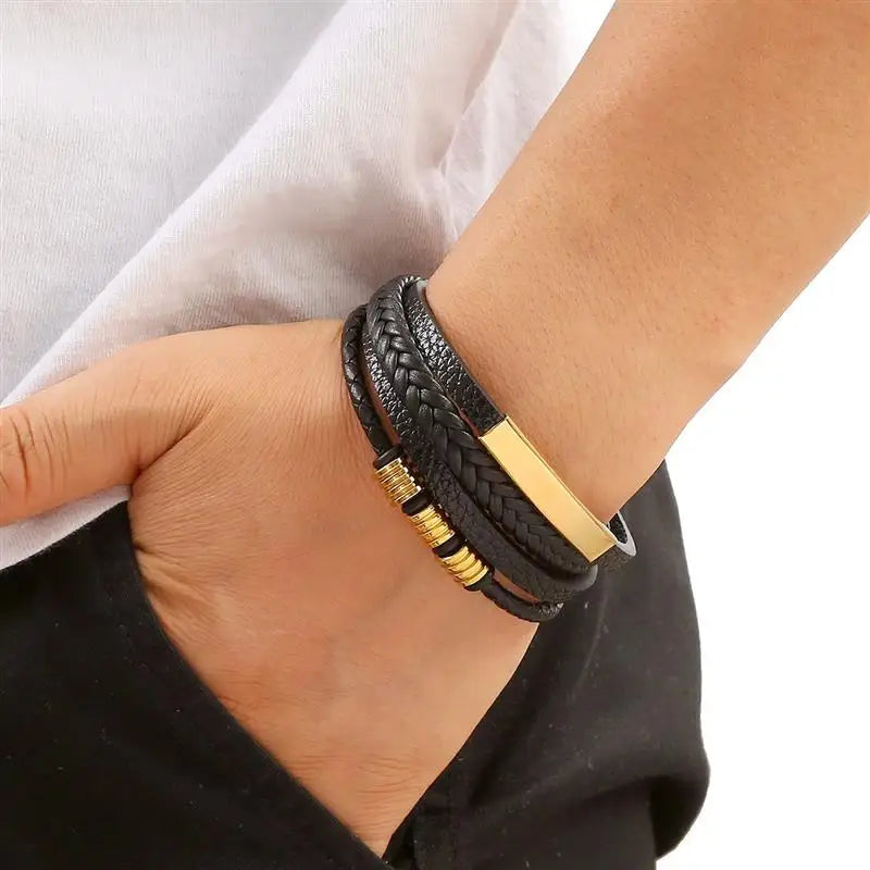 Classic Men's Leather Bracelet New Style Hand-woven Multi-layer Combination Accessory Fashion Man Jewelry Wholesale