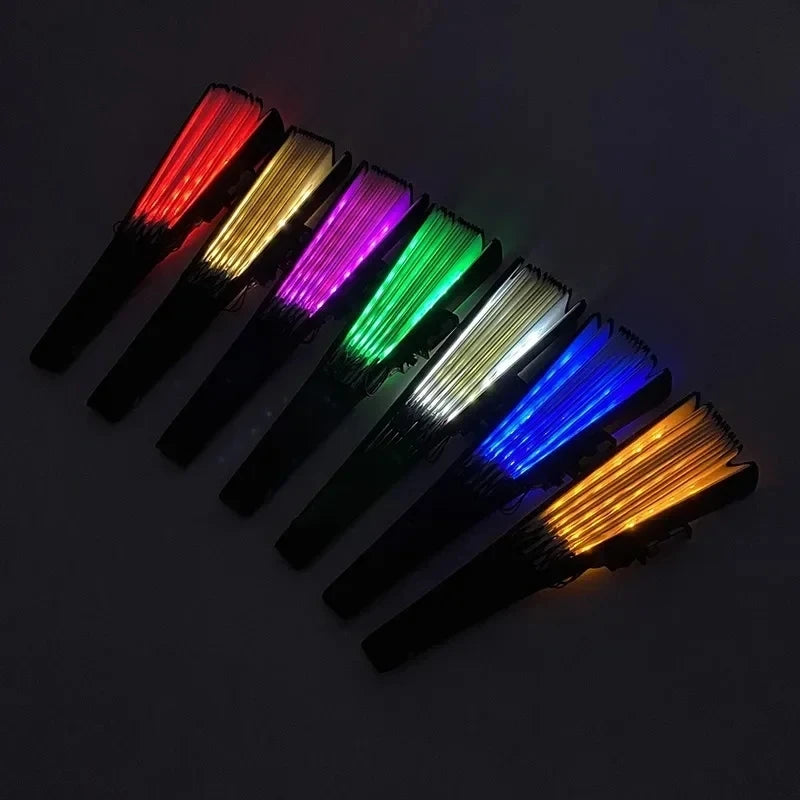 Glow Folding Led Fan Dancing Light Fan Night Show Halloween Christmas Rave Festival Accessories Glow In The Dark Party Supplies