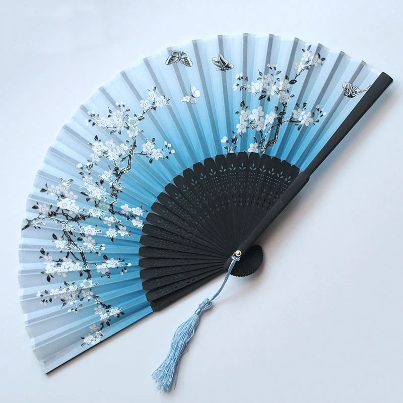 Bamboo Folding Fan silk Chinese Stylefan Hand Held Anitque Art Craft  Japnese Summer Female Dance Home decoration Party ventila