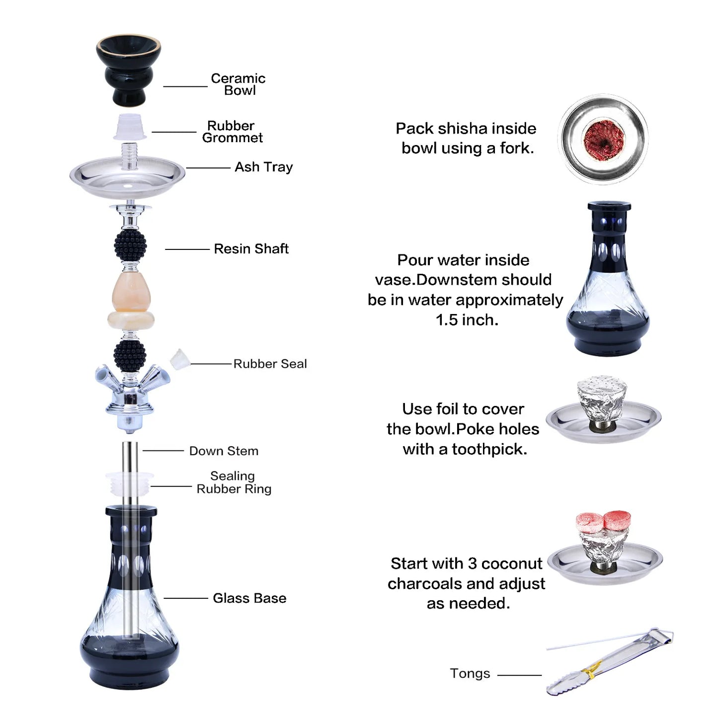 DEJAYA Shisha Pipe Set with 4 Hoses Glass Hookah Pipe Narguile Completo Chicha Cachimba Hooka Smoking Accessories Club Party New