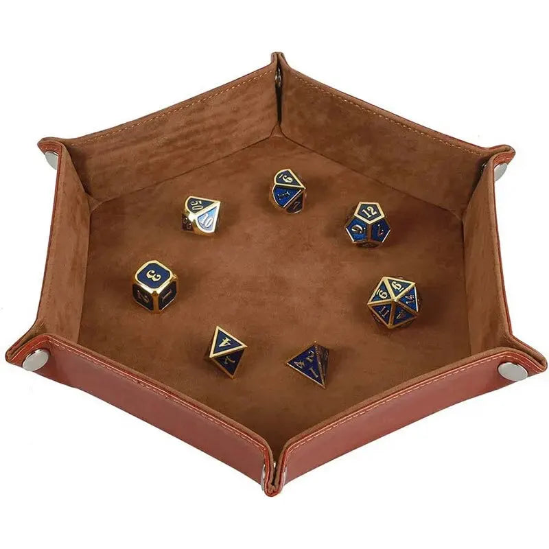 1pc Hexagonal Dice Tray and Miscellaneous Storage Box Board Game Dice Tray Accessories Leather Dice Tower