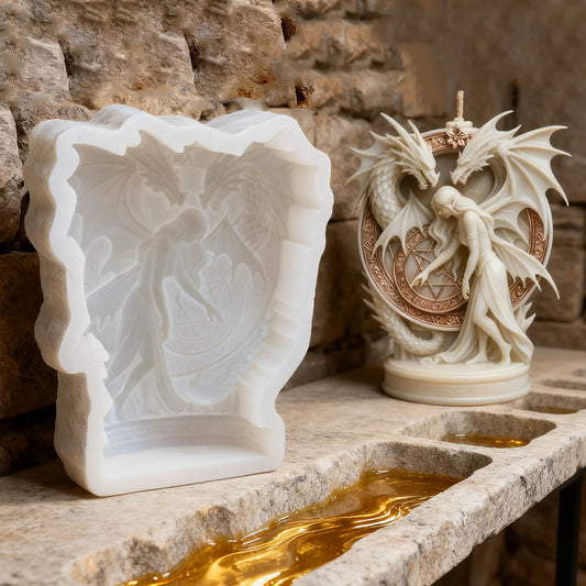 Fantasy Dragon and Elf Girl Candle Mold, DIY Scented Candle Mold, High Temperature Resistant, Soft and Easy-to-Demold Resin Plas