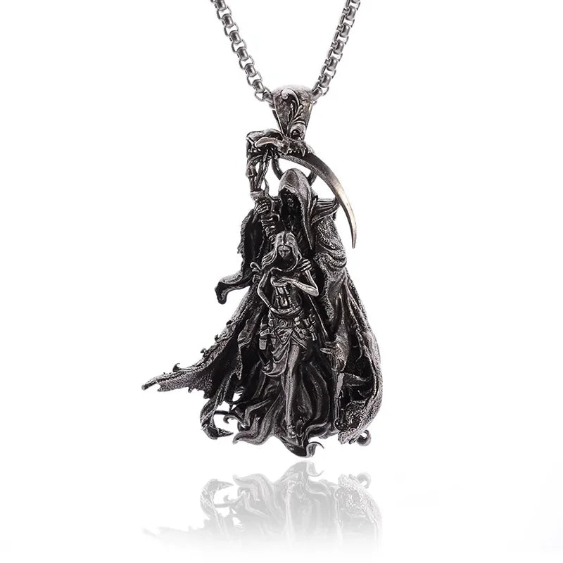 Retro Gothic Mystical Angel Wings Pendant Necklace for Men Women Punk Hip Hop Fashion Jewelry Gift