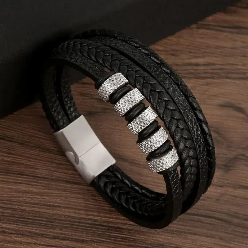 Classic Men's Leather Bracelet New Style Hand-woven Multi-layer Combination Accessory Fashion Man Jewelry Wholesale