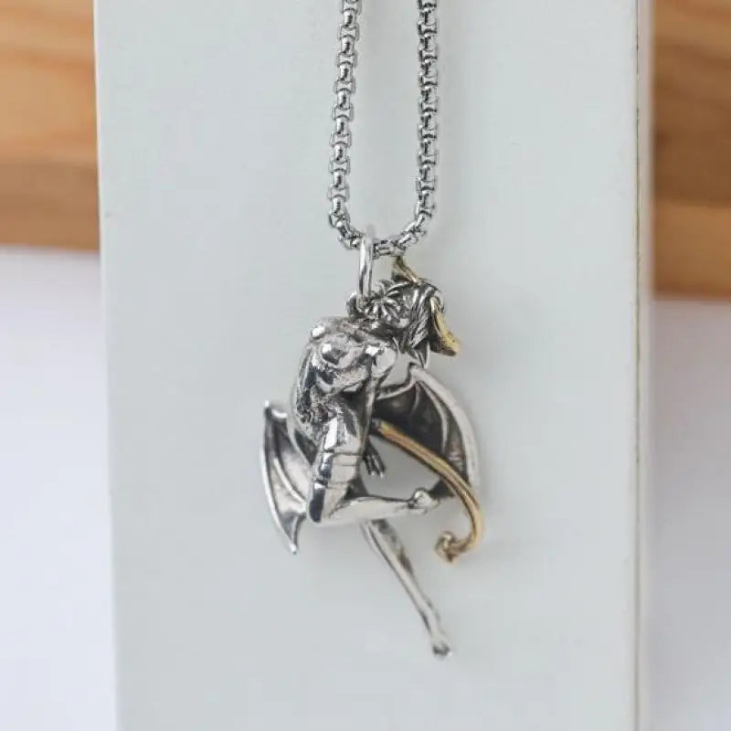 Classic Angel Pendant Necklace Handmade Seraph Prayer Pendant Long Chain Necklace Men Women Jewelry Anniversary Gift