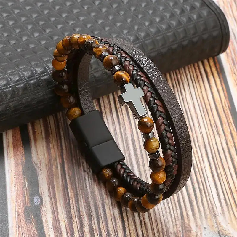 Classic Men's Leather Bracelet New Style Hand-woven Multi-layer Combination Accessory Fashion Man Jewelry Wholesale